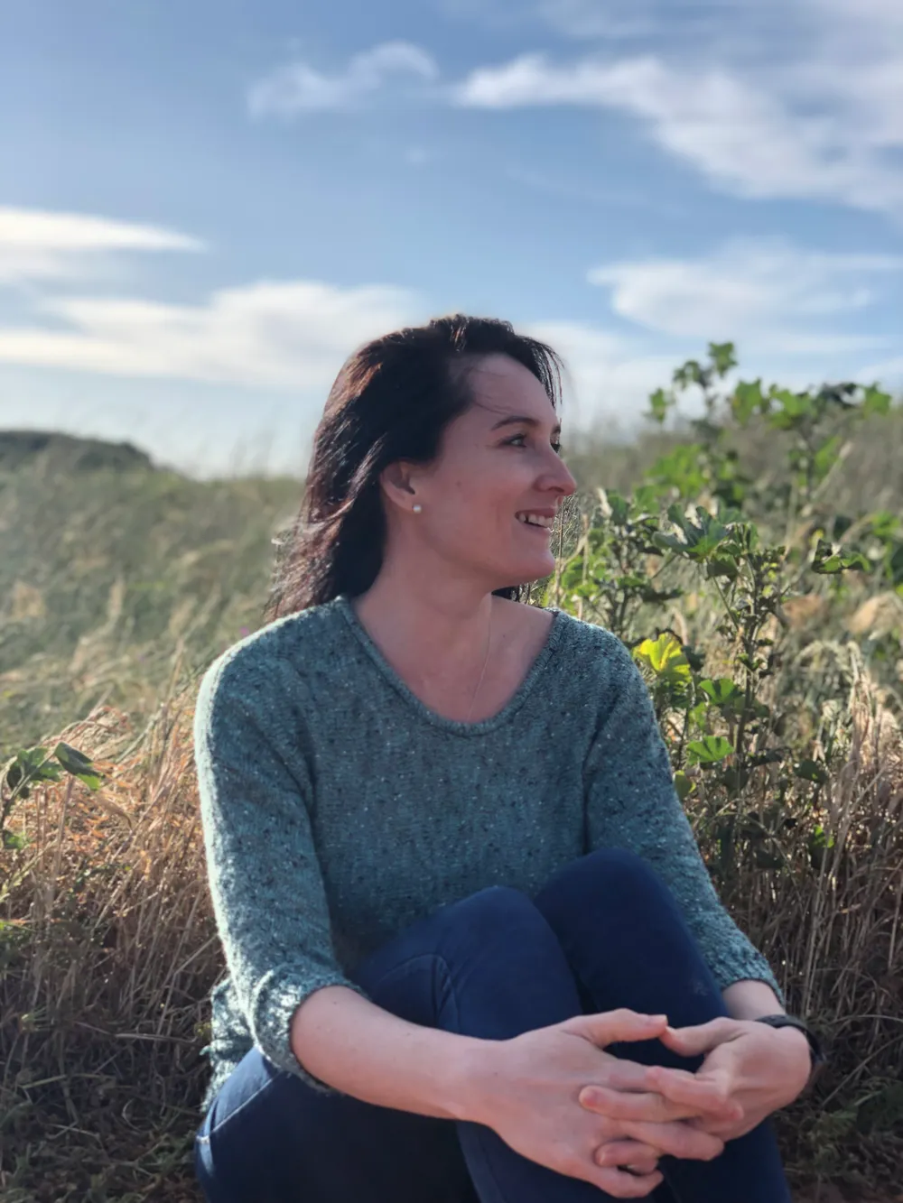 Sandi Jane, Pinterest manager, sitting outdoors